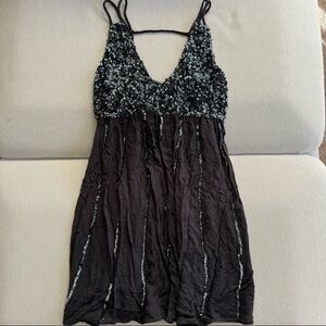 Free People Sequin Gray Mini Dress/Long Top
